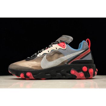 Nike React Element 87 Black Cool Grey-Blue Chill-Solar Red AQ1090-006 Shoes